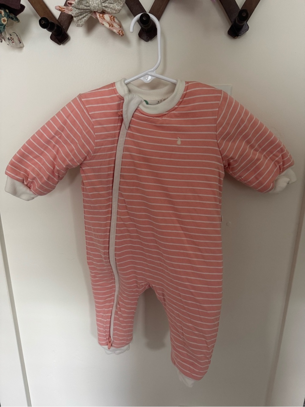 Striped Pink Baby One-Piece sleep suit - LITTLE GREEN & CO AUSTRALIA 100% COTTON